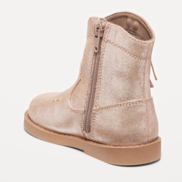 Old Navy Shiny Side-Zip Western Boots - Picture 3 of 10